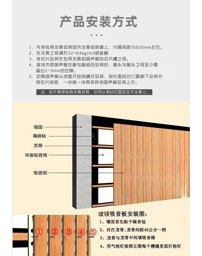槽型玻镁吸音板安装
