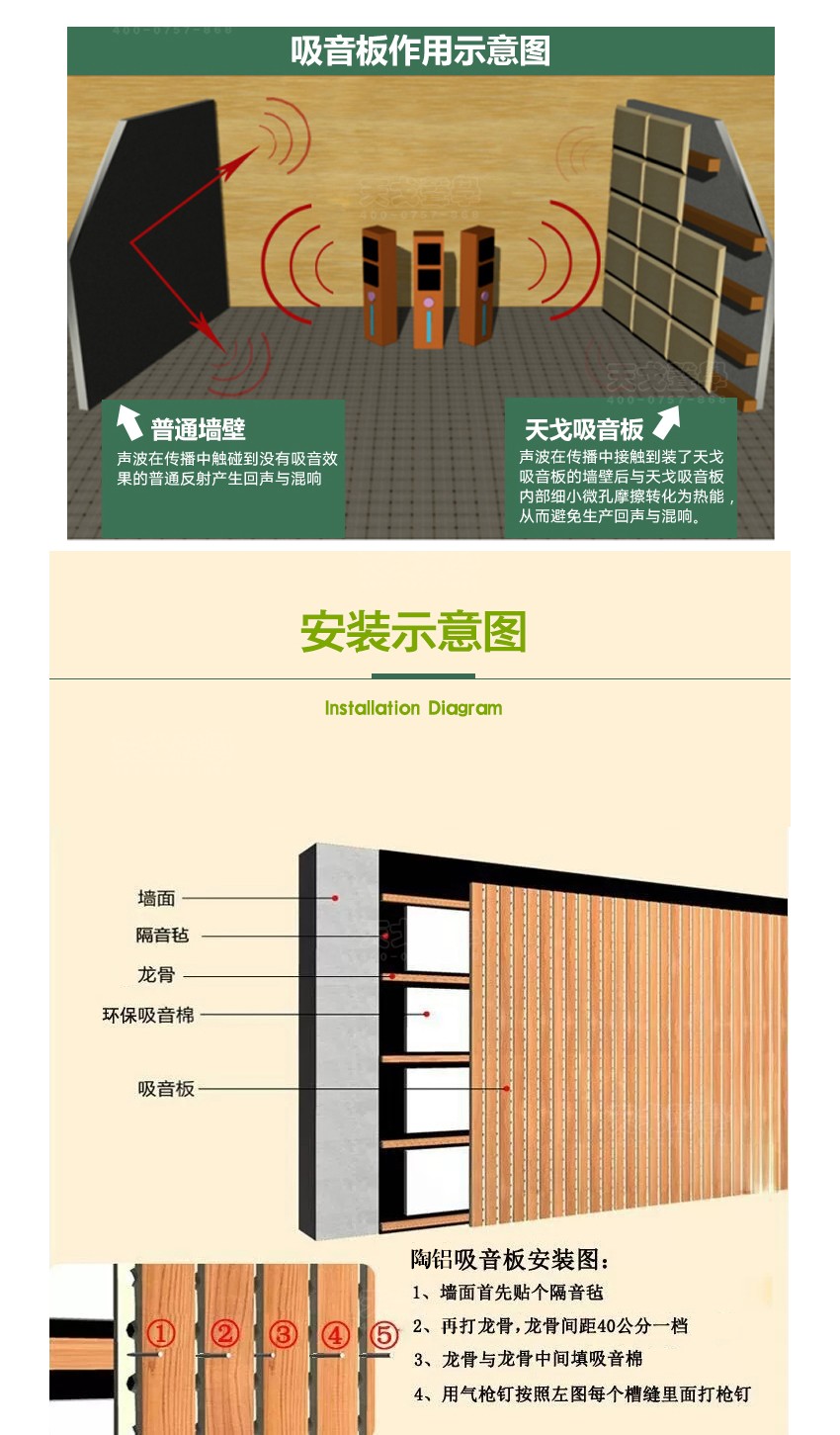 木纹陶铝吸音板安装步骤