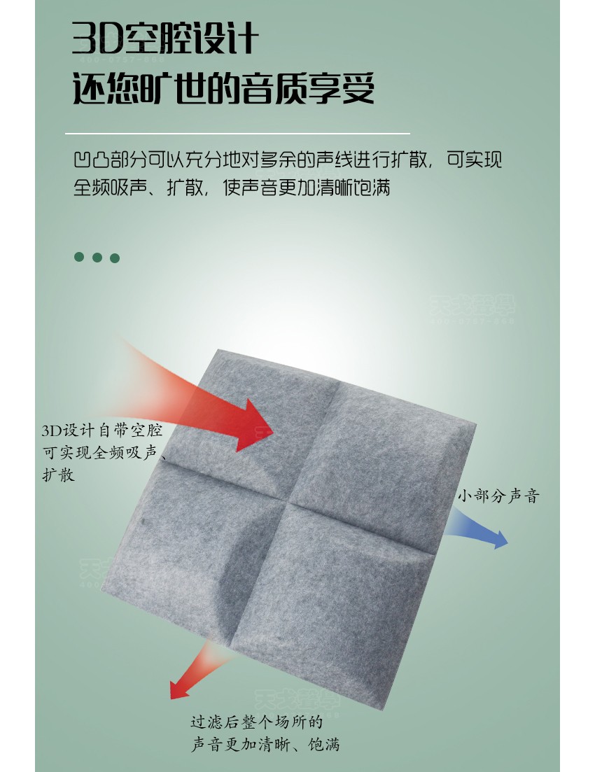 3D风车聚酯纤维吸音板空腔设计