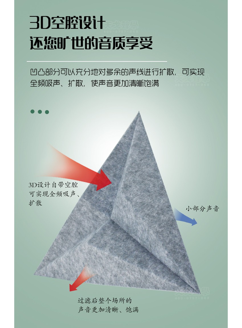 三棱聚酯纤维吸音板3D空腔 三棱聚酯纤维吸音板3D空腔