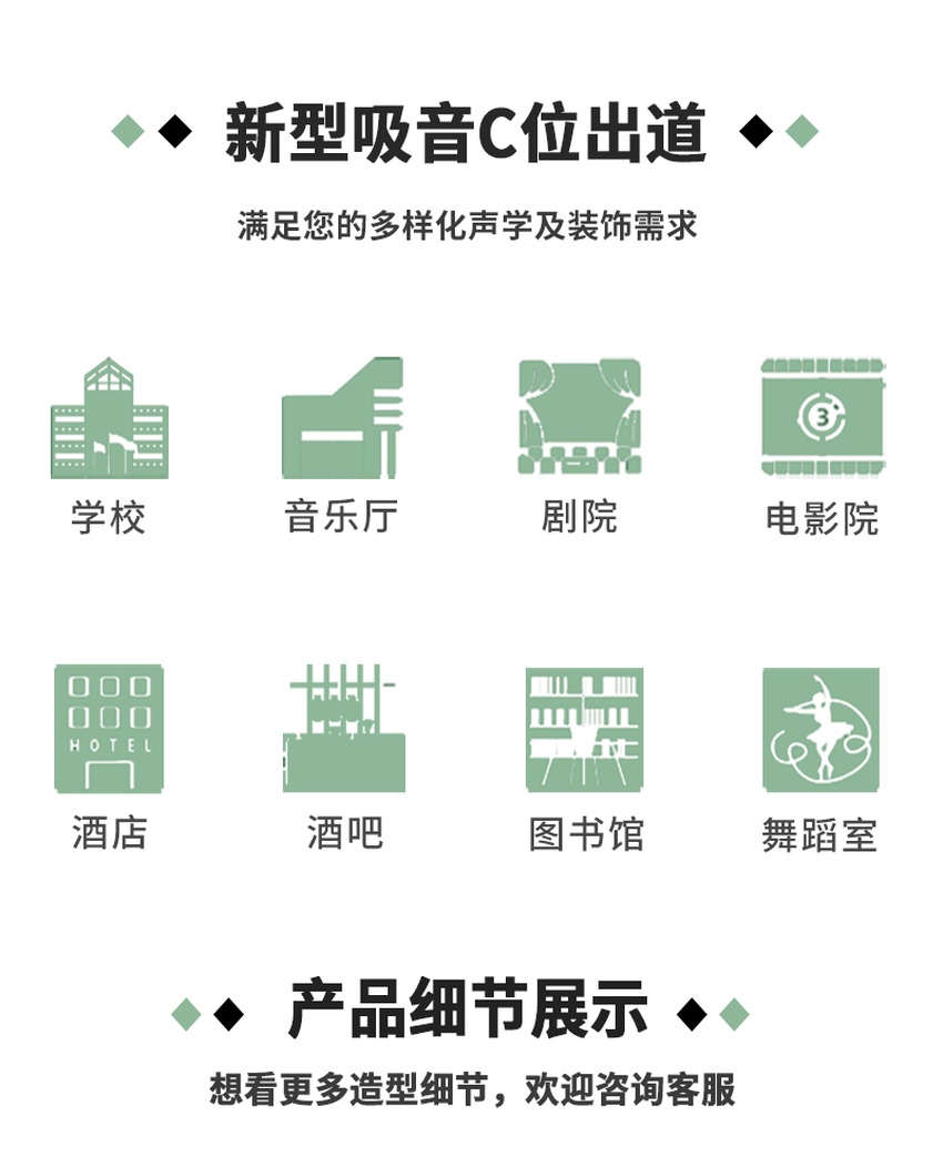 3D聚酯纤维吸音板适用场所